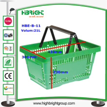 Cesta de compras verde del supermercado 28L